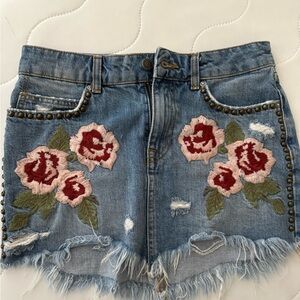 Free People Blue Denim Skirt